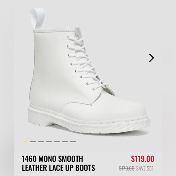 Doc Martens 1460 Mono White Smooth Unisex Combat Boots #14357100 New in Box - Picture 11 of 12